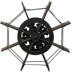 Vintage Nautical Early 20th Century Ebonized Jackwood Water Wheel from Kerala, India