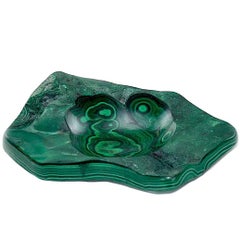 Large Malachite Ashtray or Vide Poche with Polished Scoop