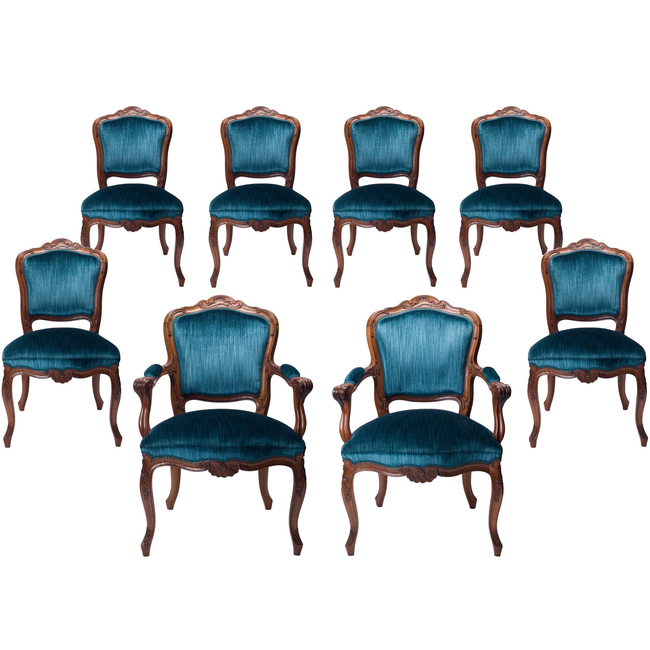 Very Exceptional 18th Century Set Rococo Dining Chairs For Sale