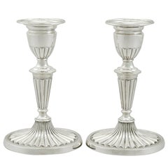 1900s Edwardian Sterling Silver Piano Candlesticks