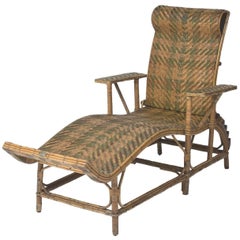 Antique Rattan Chaise Longue by Perret-Vibert, France, circa 1880