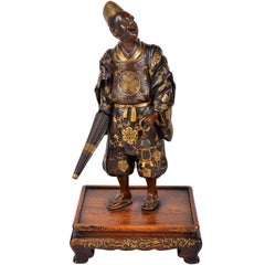 Japanese Meiji Period Miyao Bronze Gentlemen with an Umbrella