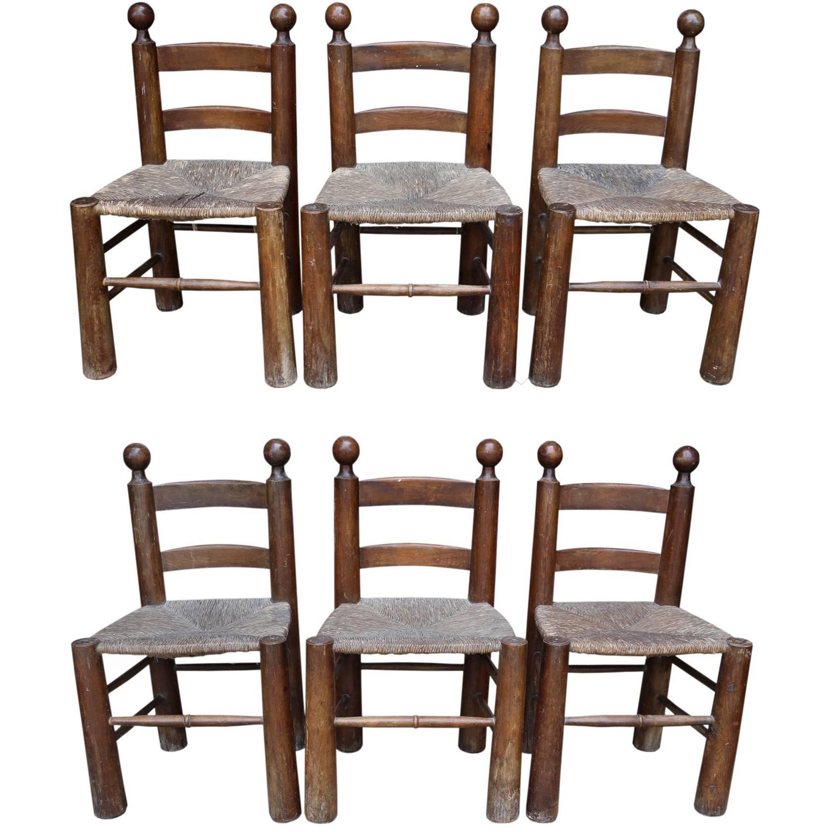 Six Rustic Chairs For Sale