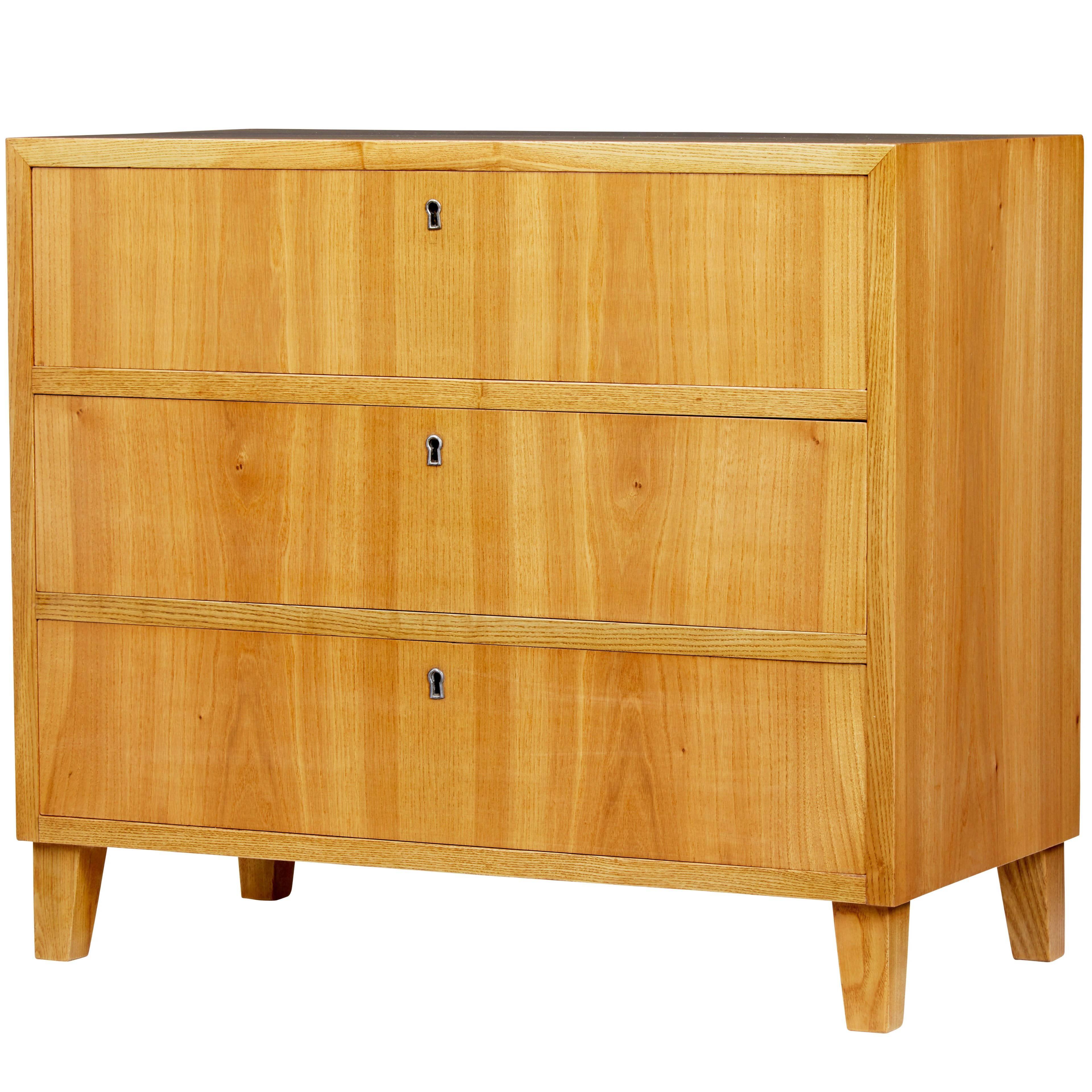 1950s Scandinavian Small Elm Chest of Drawers