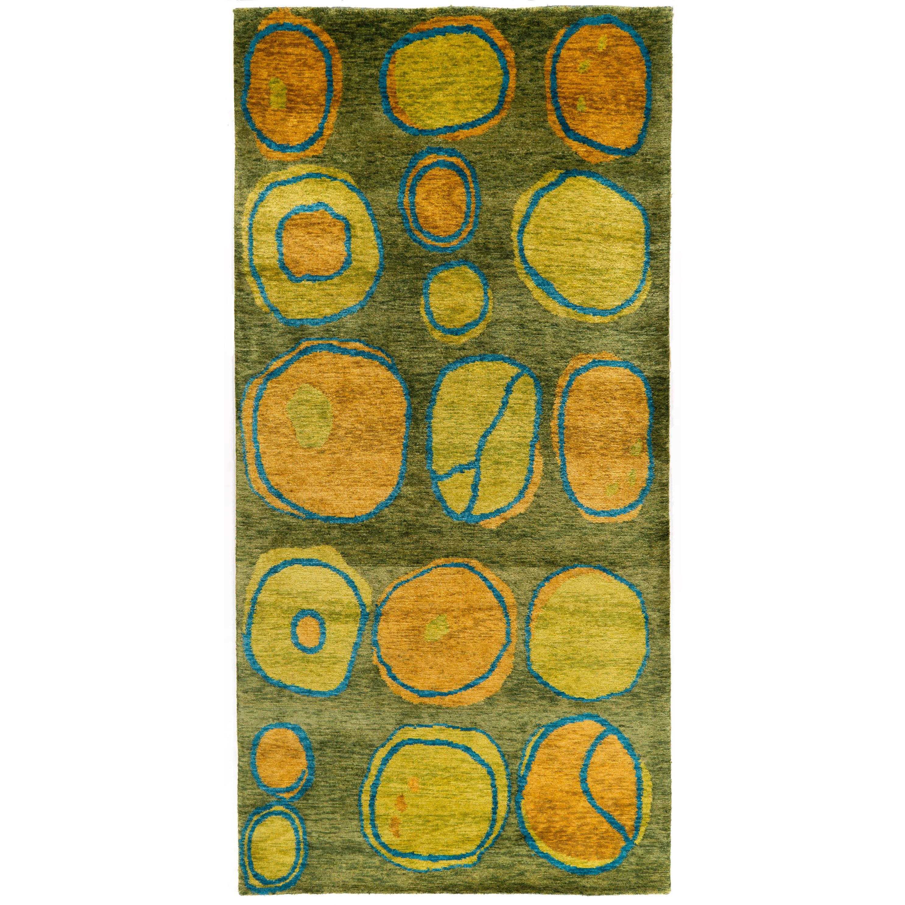 Wool And Silk Modernist Area Rug From Nepal 3x6