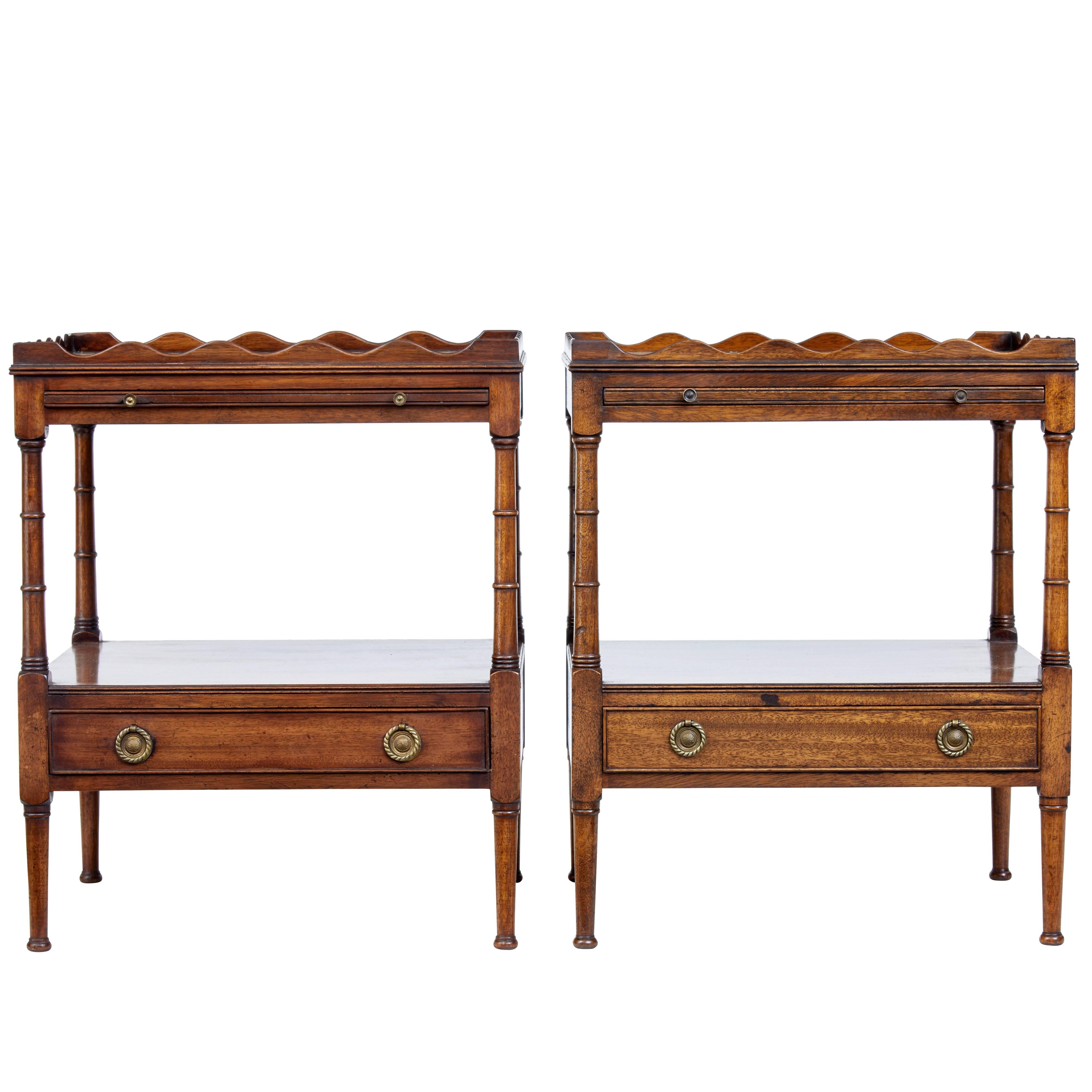 Pair of Mahogany Bedside Tables with Slides