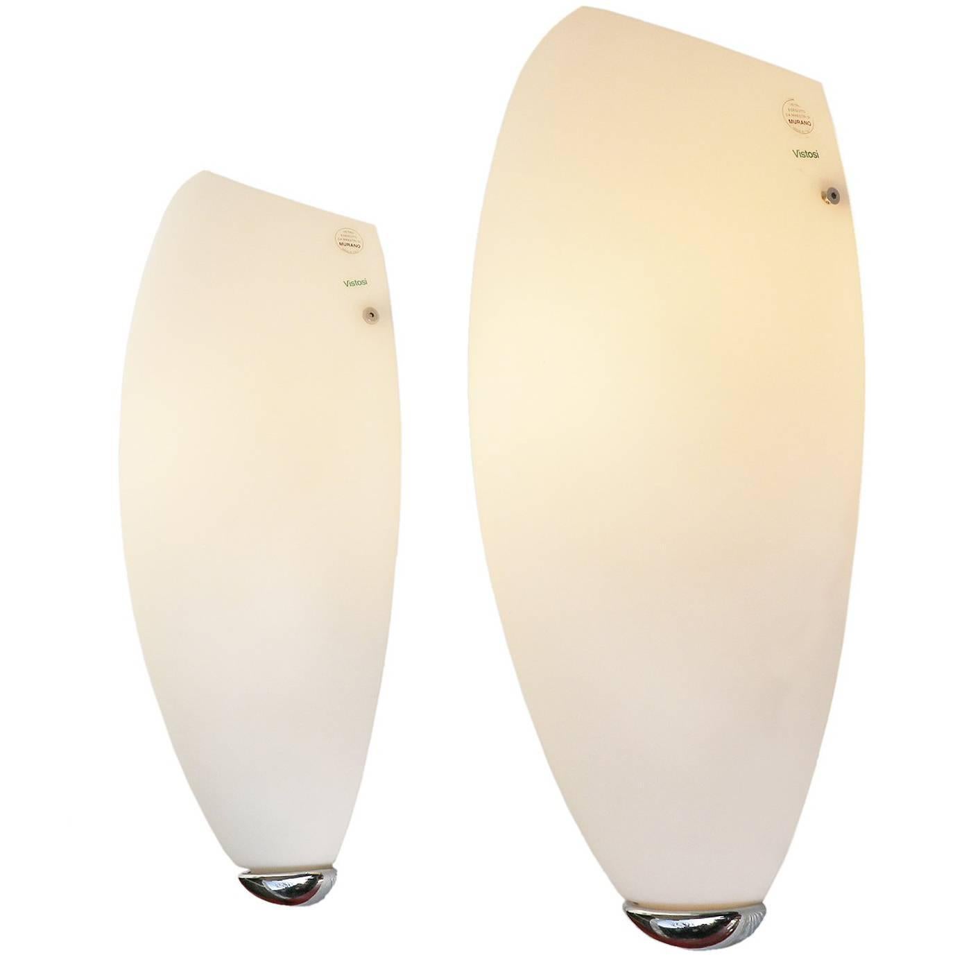 Vetreria Vistosi 'AP Calice' Wall Sconces Murano Glass & Chrome, Set of 2