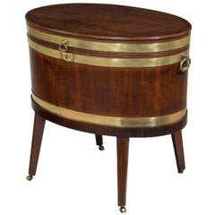 George III Period Mahogany Oval Brass Bound Wine Cooler