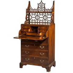 Chippendale Design Mahogany Chest of Drawers with the Original Upper Fretwork