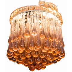 Amber Drops Chandelier Attributed to Venini, Murano, 1970s