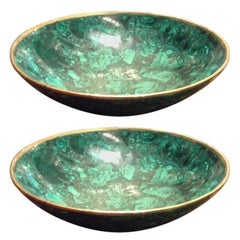 Tessellated Large Malachite and Bronze Bowl