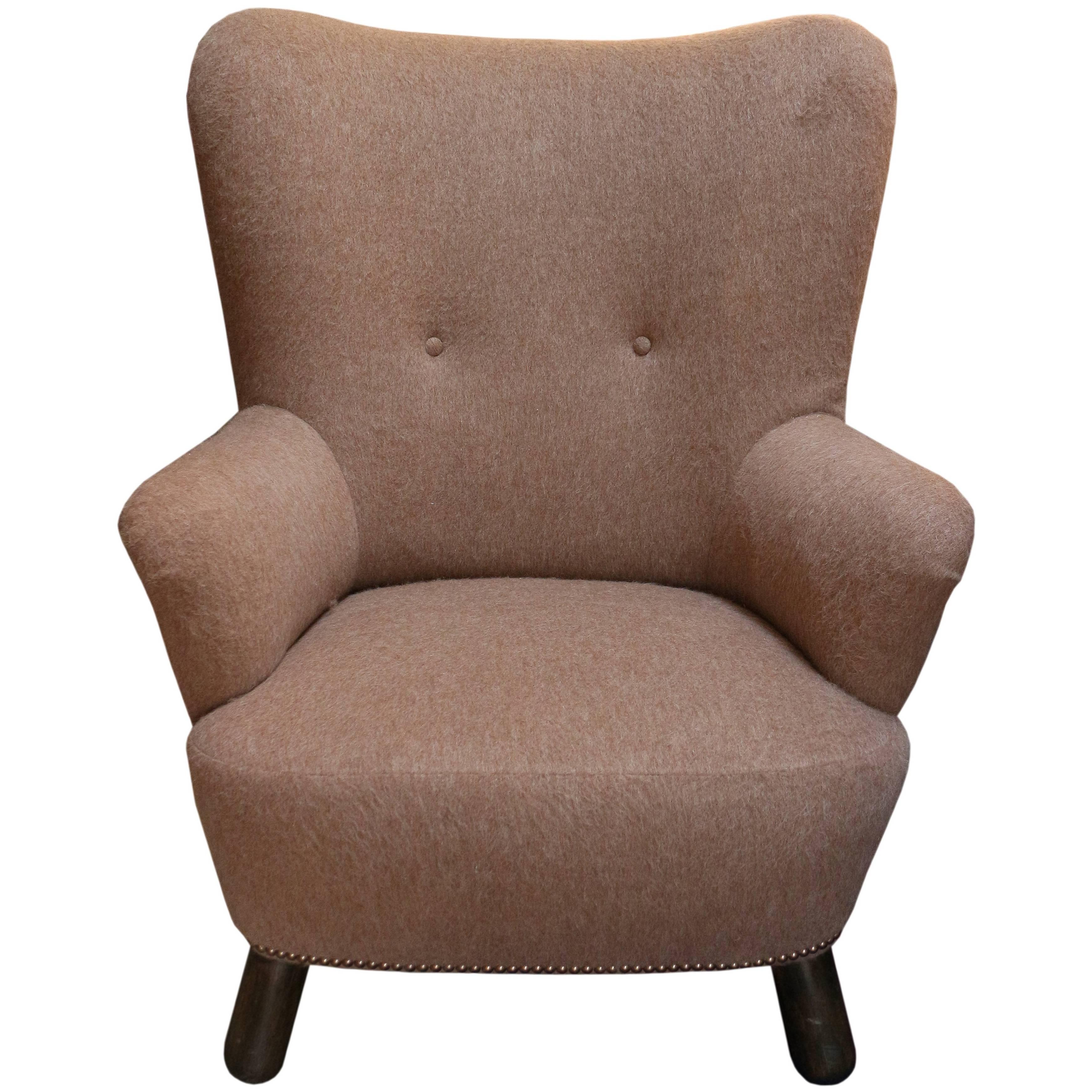 French Upholstered Wingback Armchair