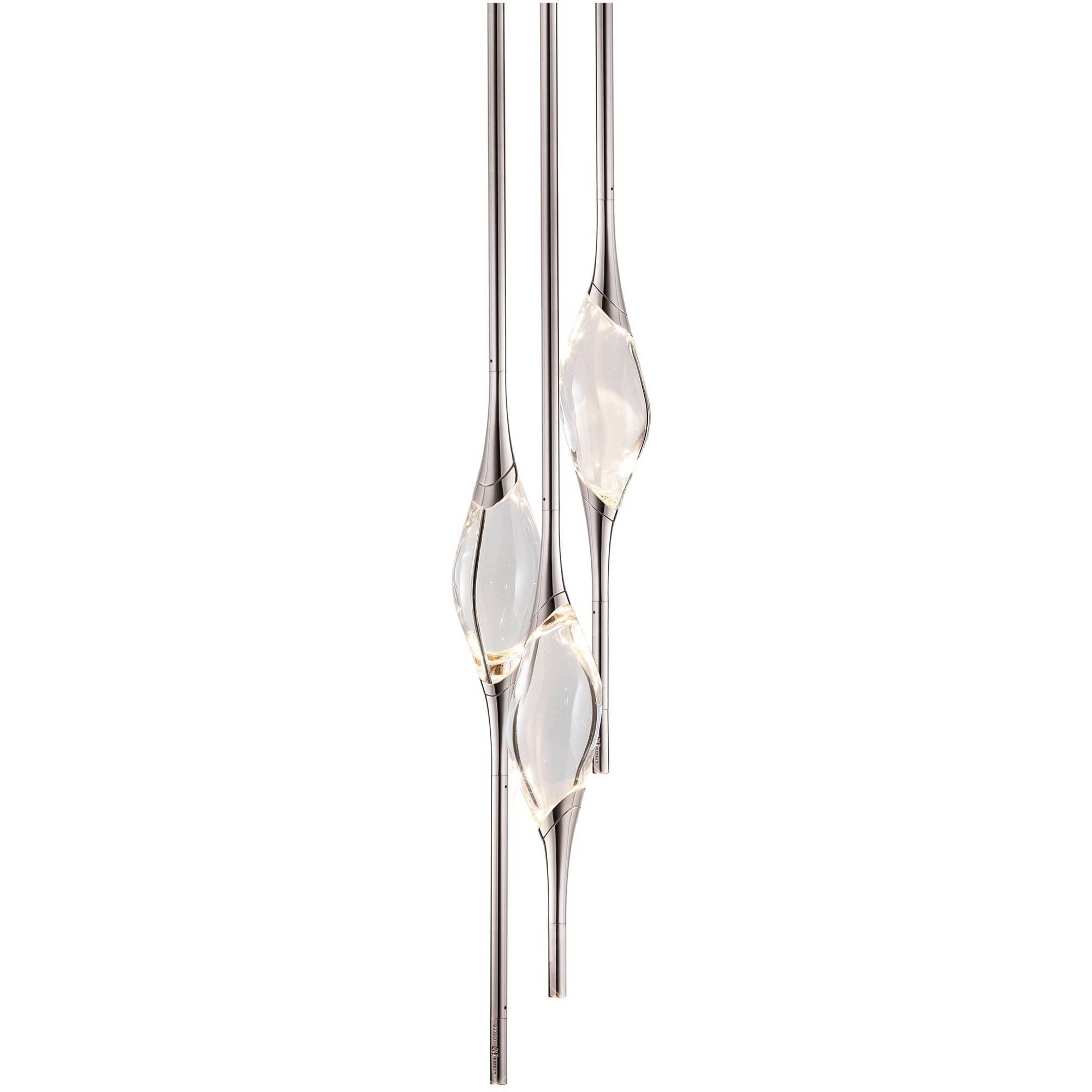 "Il Pezzo 12 Round Chandelier" - height 120cm/47.2" - nickel - crystal - LEDs For Sale