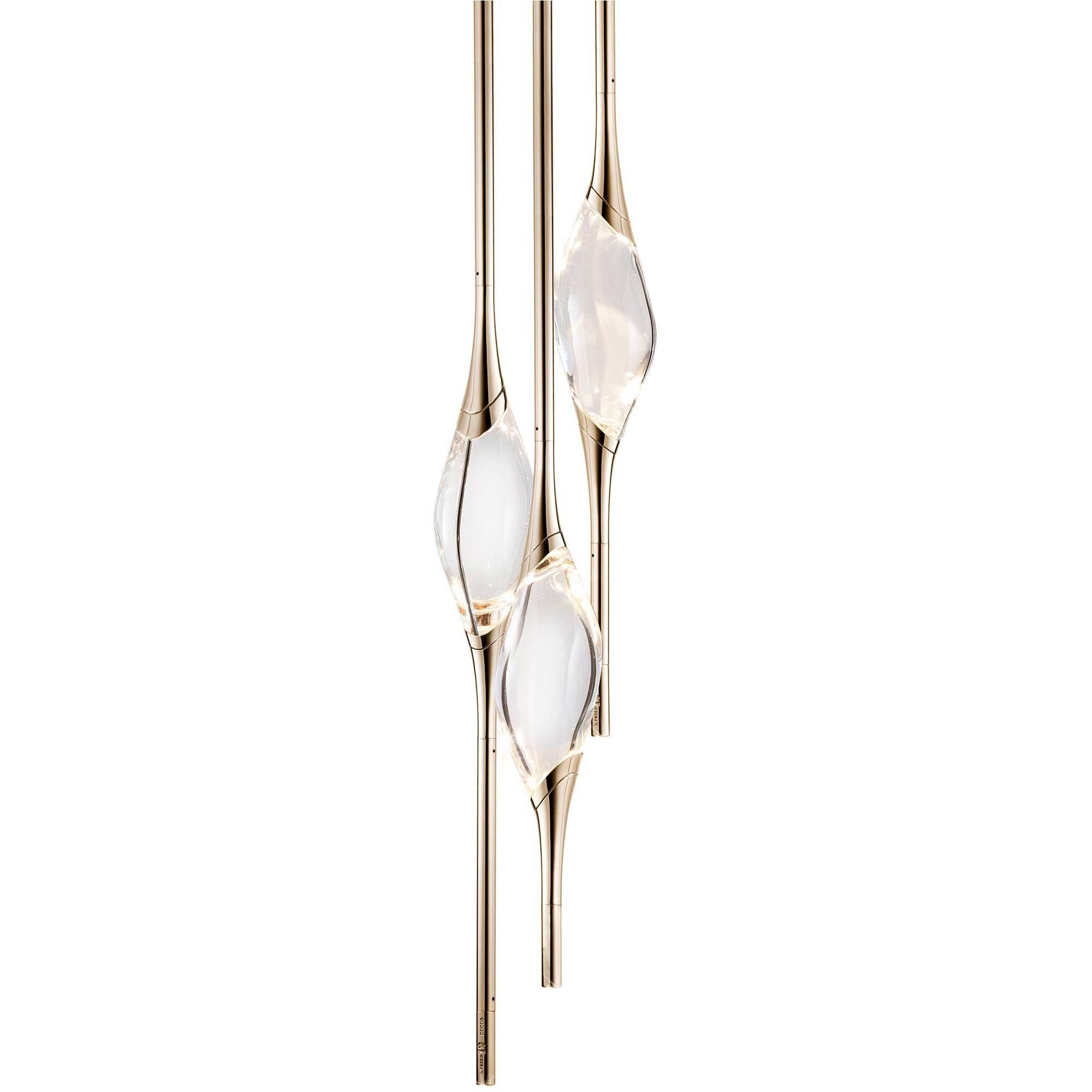 "Il Pezzo 12 Round Chandelier" LED Lamp in Gold and Crystal