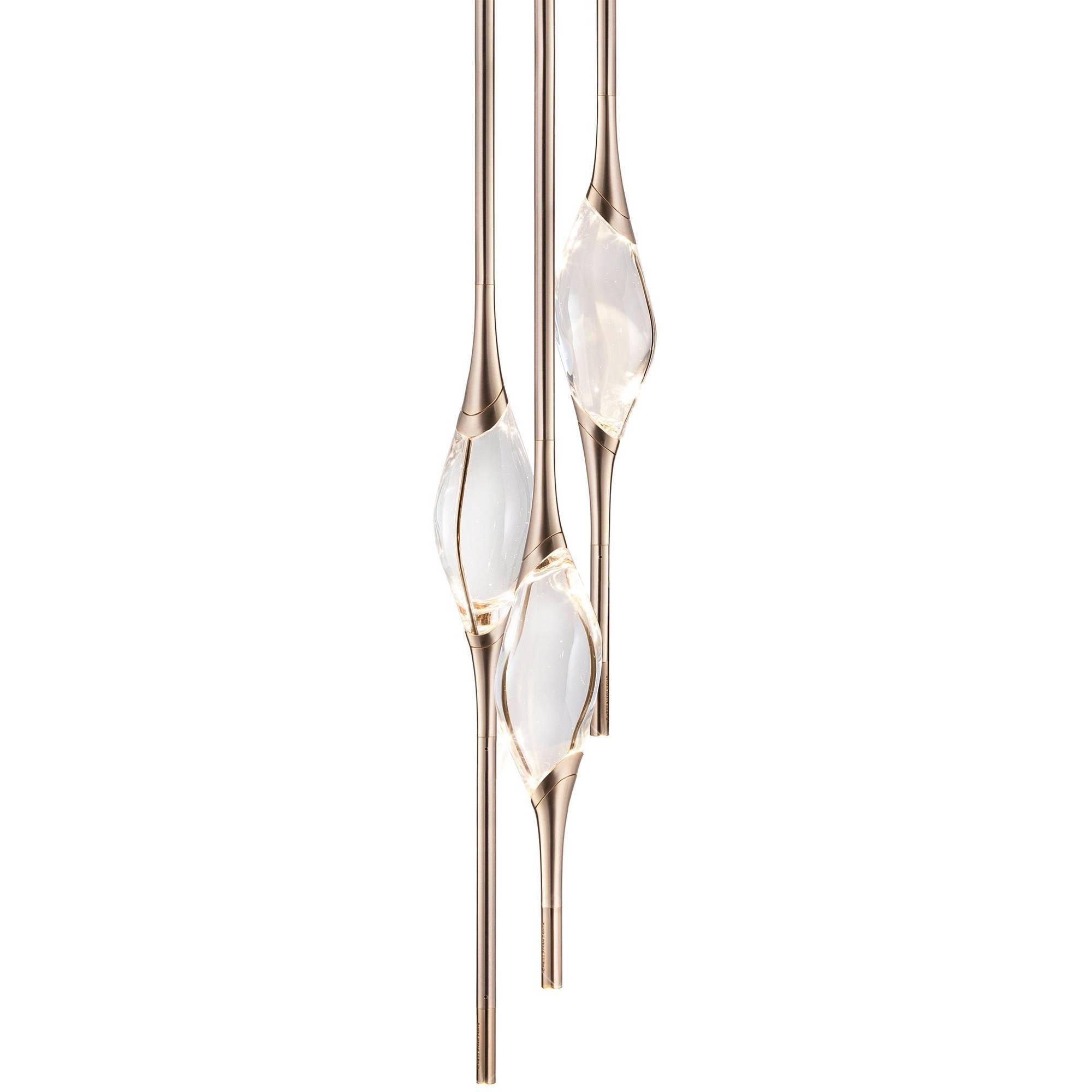 "Il Pezzo 12 Round Chandelier" LED Lamp in Champagne Finish and Crystal