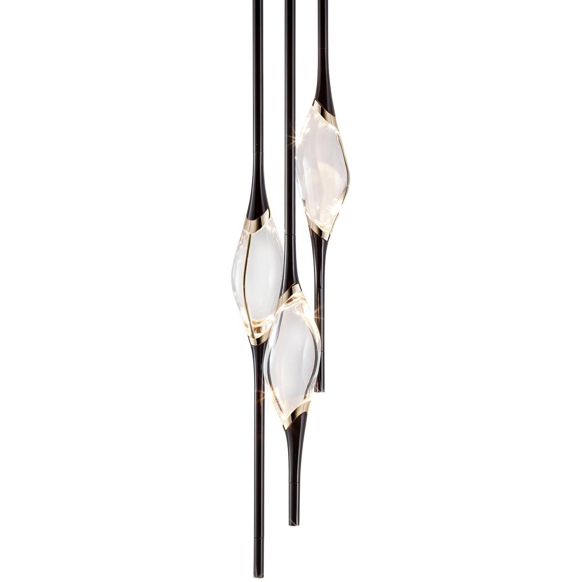"Il Pezzo 12 Round Chandelier" - height 120cm/47.2" - black and polished brass