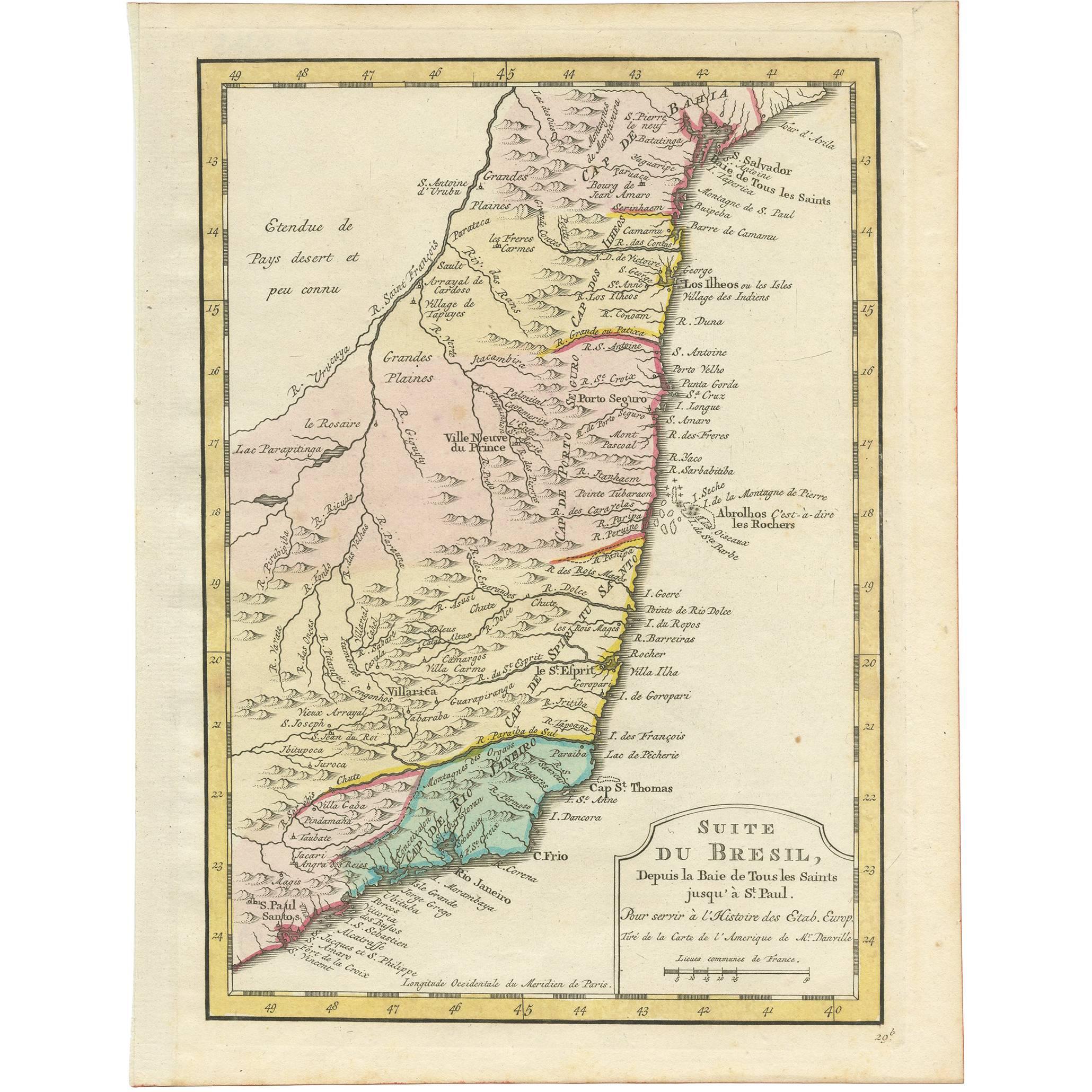 Carte ancienne de la côte brésilienne par A. Van Krevelt en vente