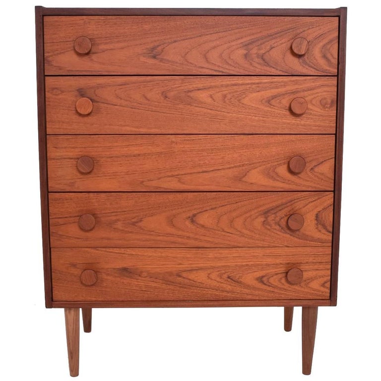 Danish Modern Teak Highboy Dresser, MidCentury at 1stdibs