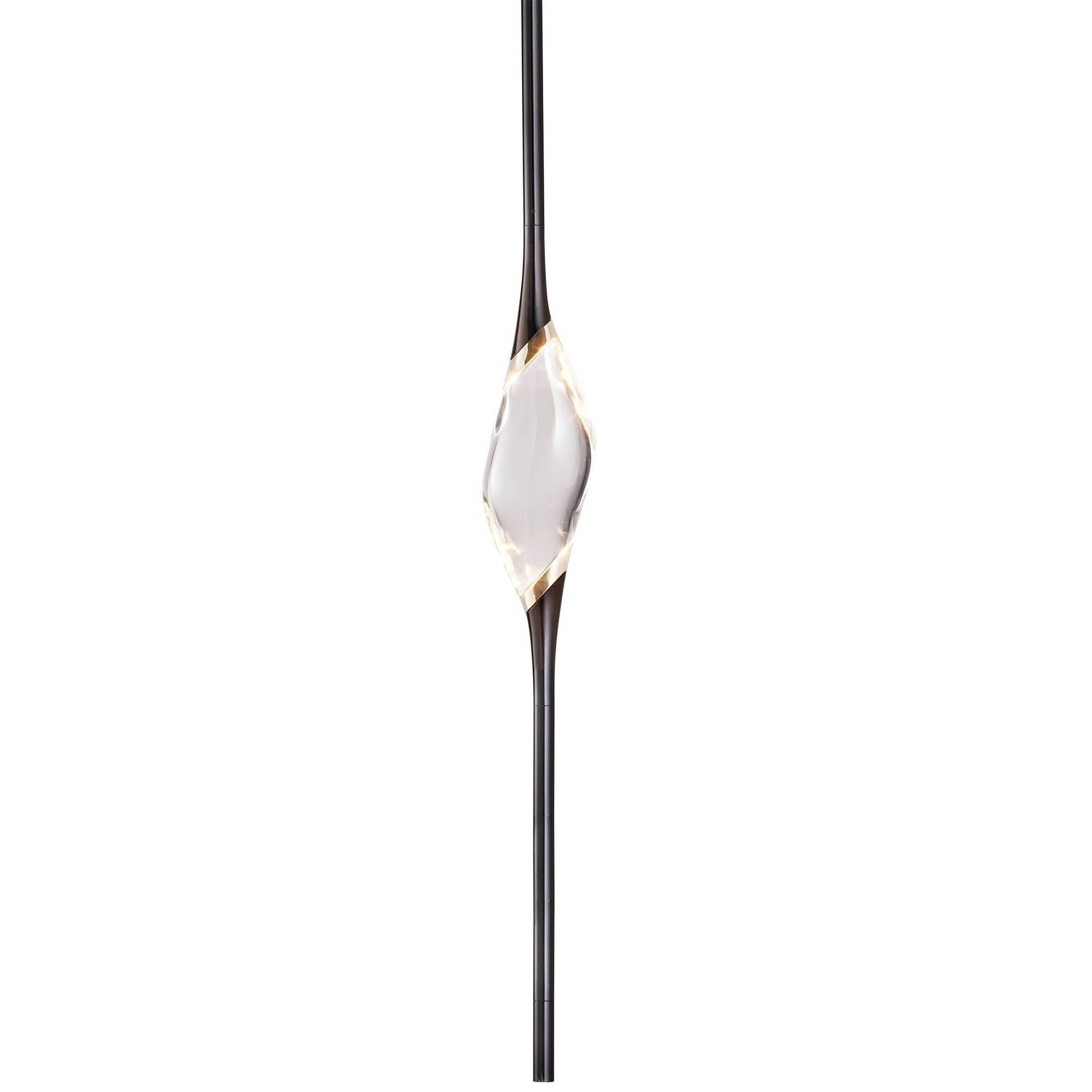 "Il Pezzo 12 Pendant" - height 120cm/47.2" - black and polished brass - crystal