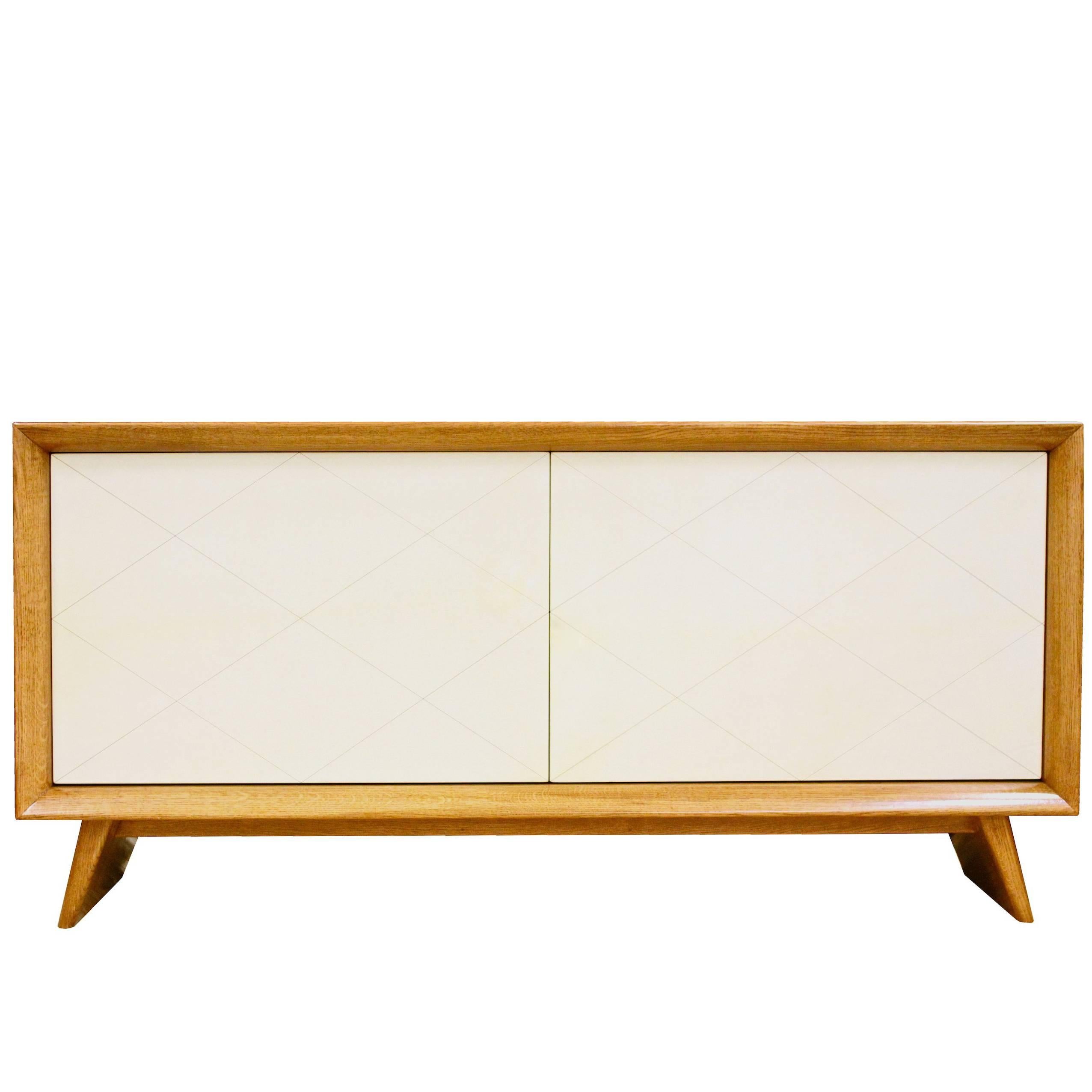 Art Deco Style Sideboard in Goatskin and Oak in the Style of Suzanne Guiguichon For Sale