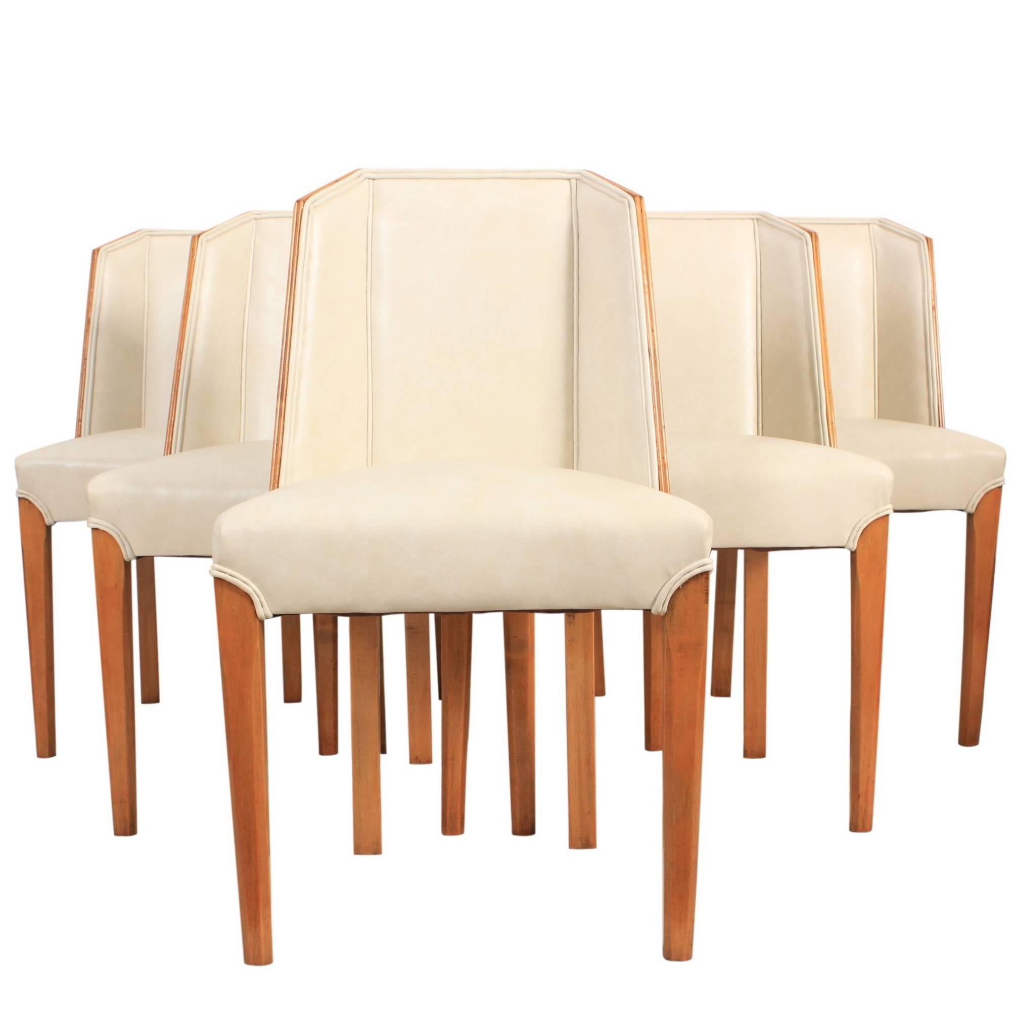 Set of Six Art Deco Dining Chairs For Sale