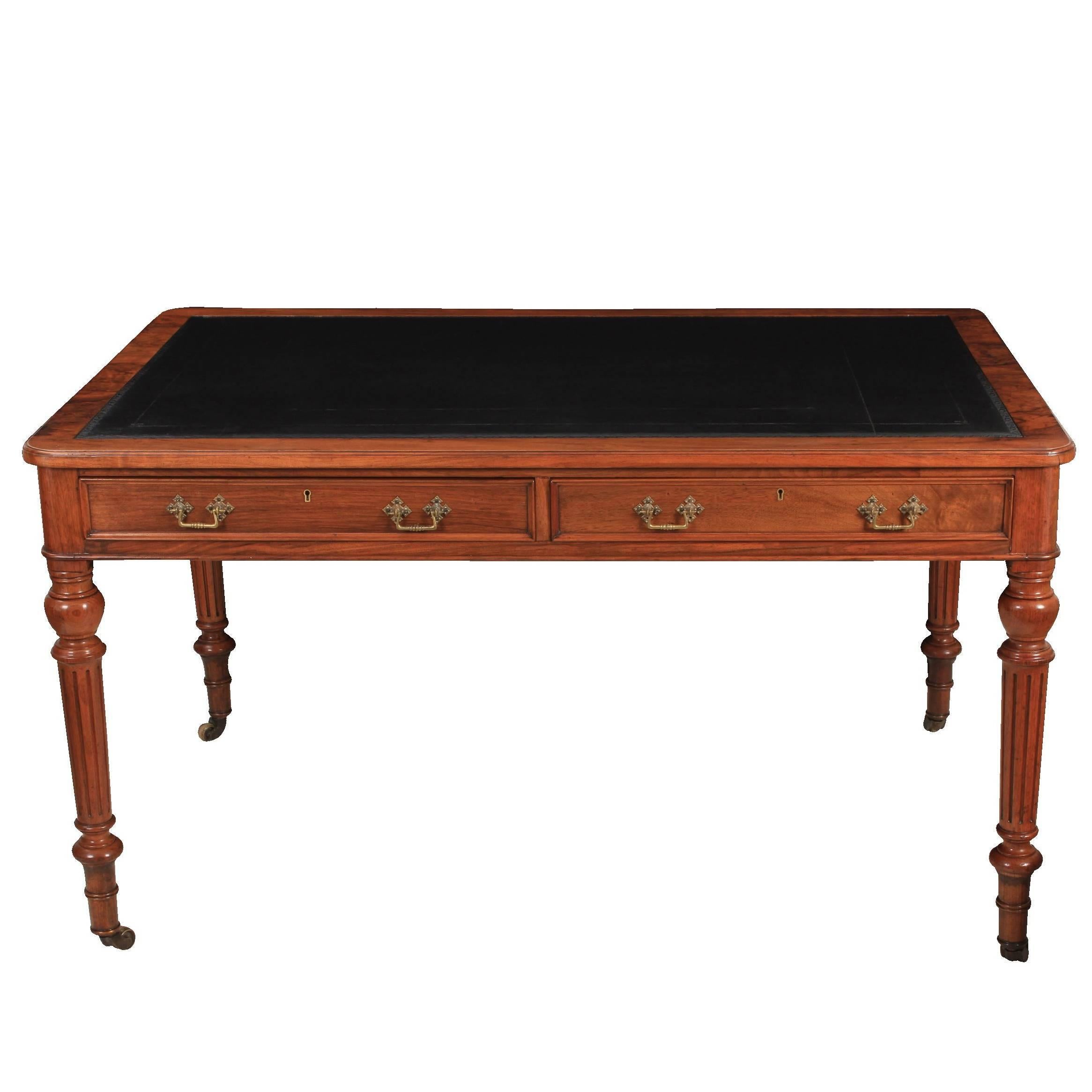 Large Rare Walnut Partners Writing Table For Sale