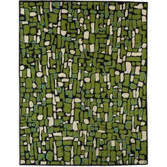 Angela Adams Pyrite, Green Rug, 100% New Zealand Wool, Hand-Knotted, Modern 