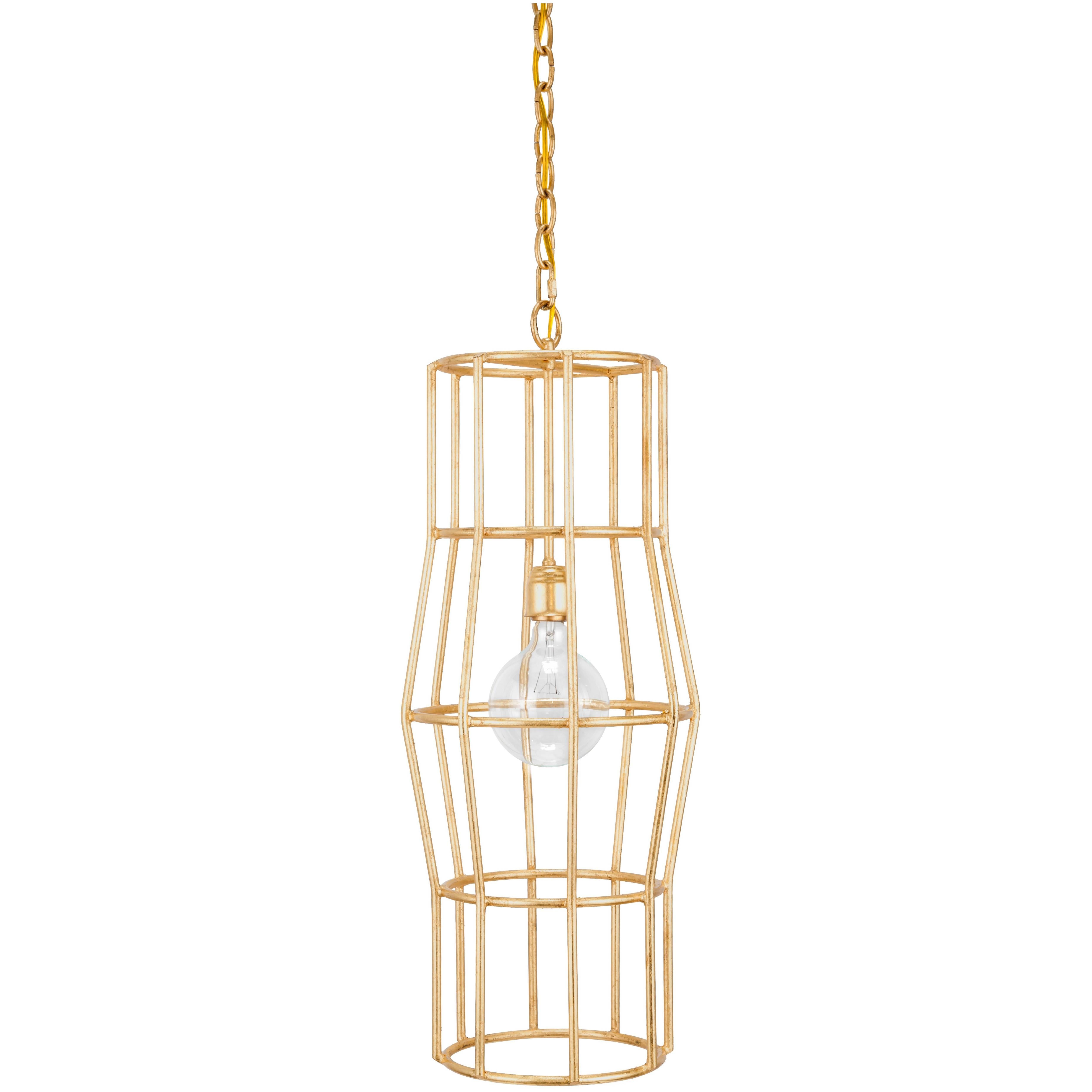 HALSTON CHANDELIER - Lustre moderne en forme de cage en feuille d'or 