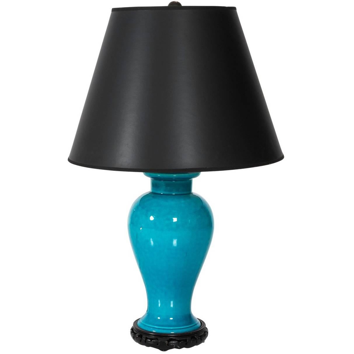 Turquoise Ceramic Lamp For Sale