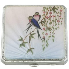 1940s Sterling Silver and Enamel Compact
