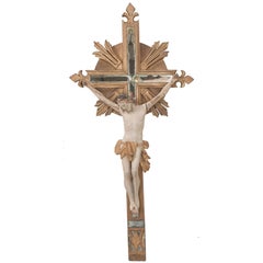 French 19th Century Gold Gilt and Mirror Crucifix