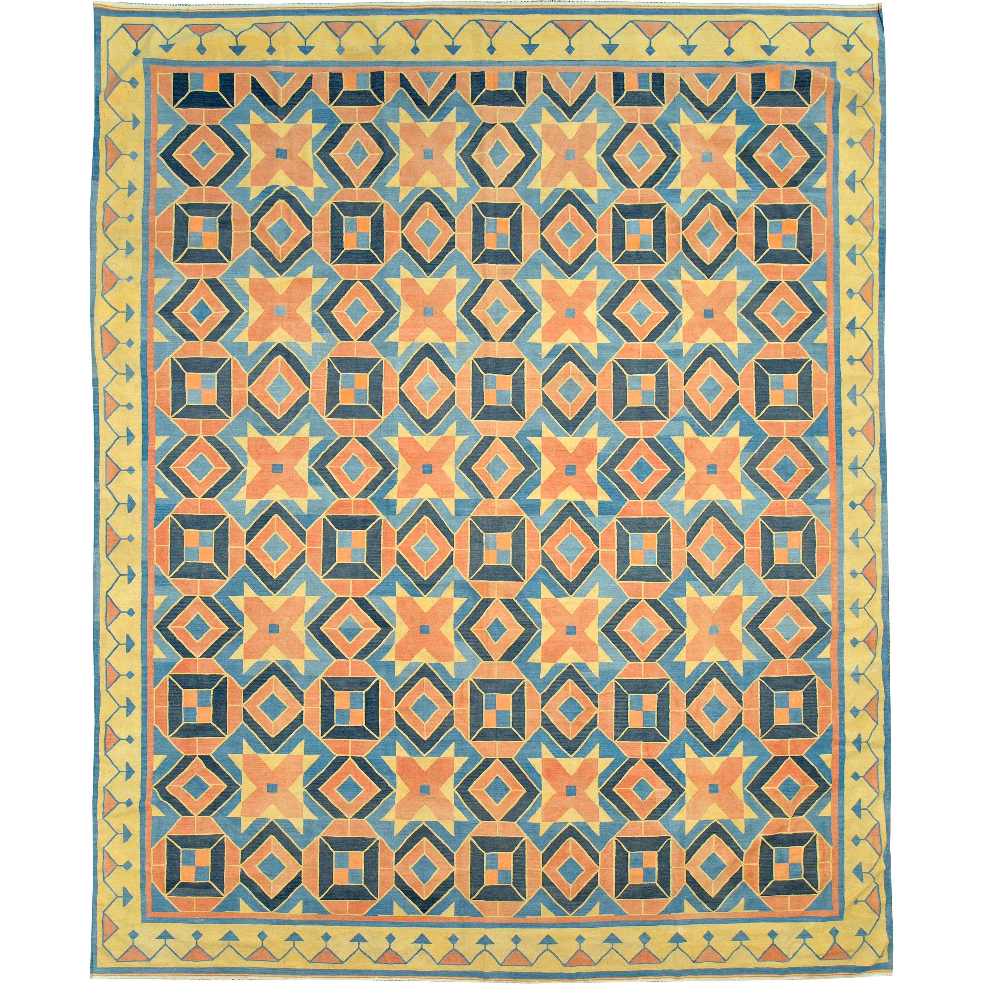 Vintage Indian Dhurrie Flat-Weave Rug