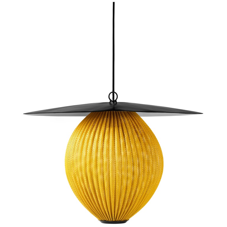Large Mathieu Matégot Satellite Pendant In Black And Yellow Metal