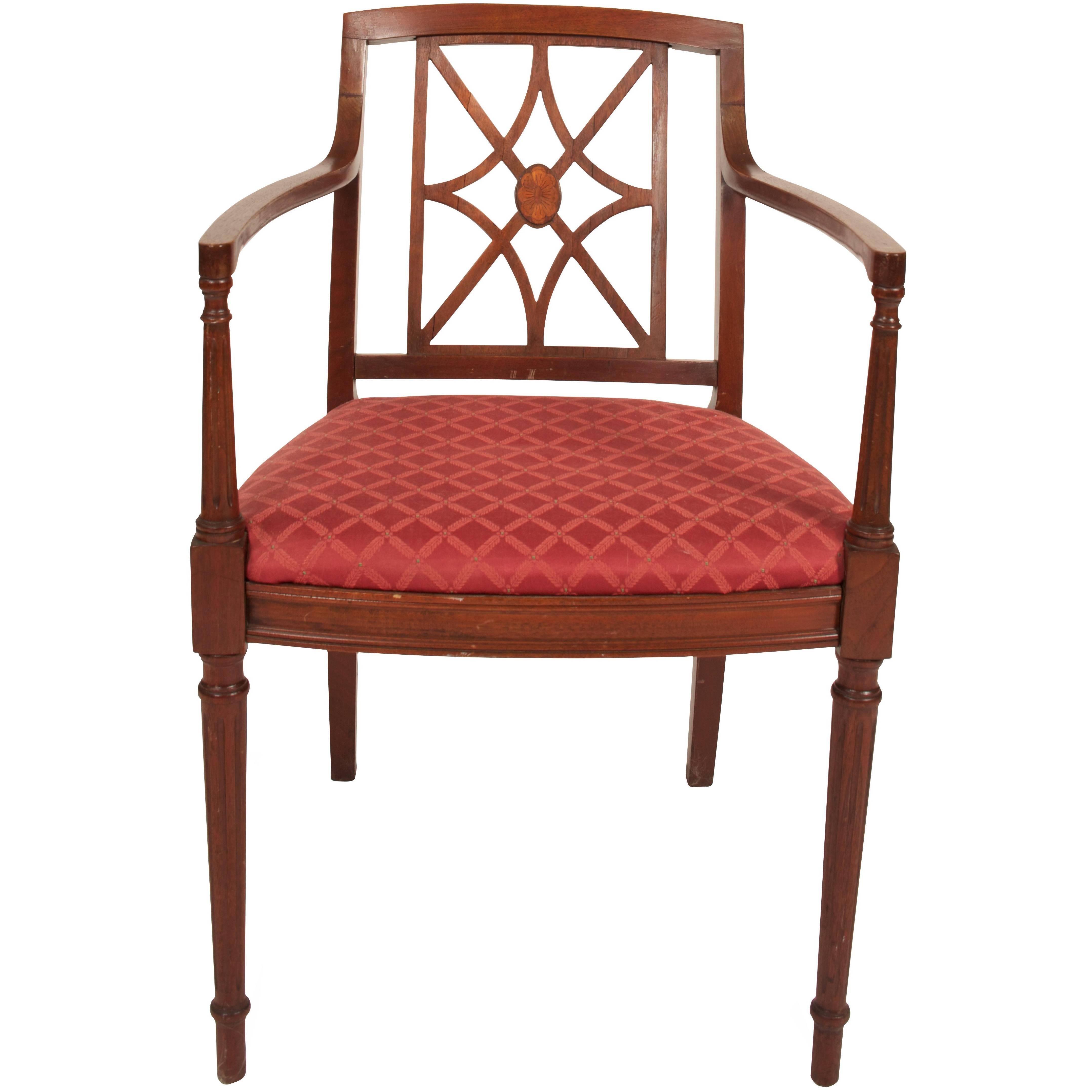 Sheraton Style Fretwork Armchair For Sale