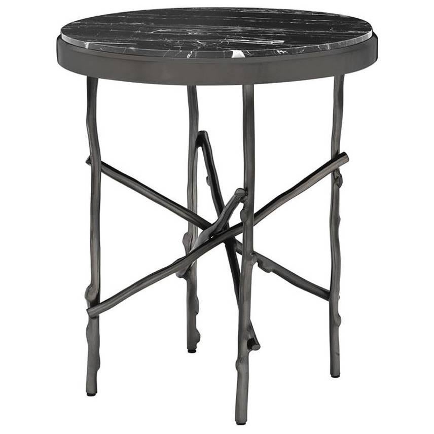 Black Branches Side Table with Black Marble Top For Sale