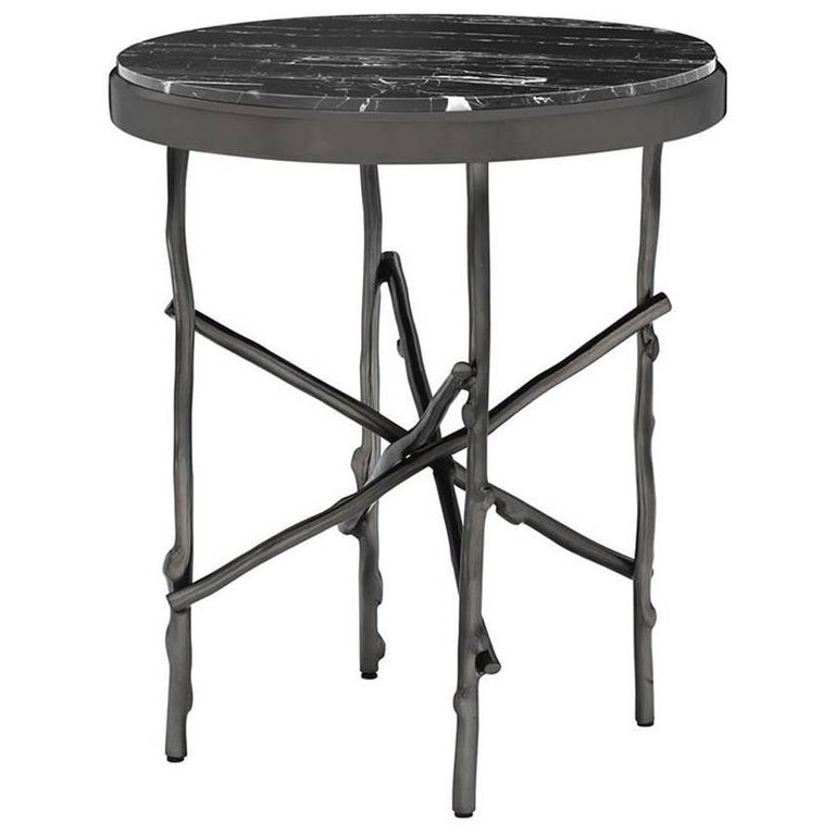 Black Branches Side Table with Black Marble Top For Sale at 1stDibs