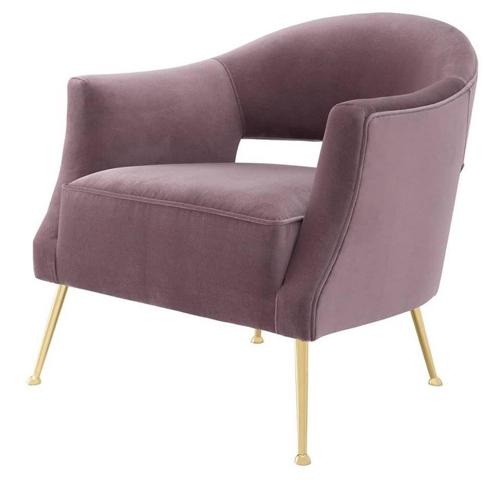 Parma Armchair in Purple Velvet Fabric