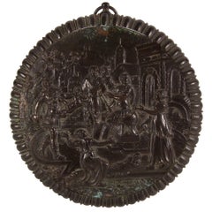 19th Century Patinated Bronze Plaque of the Judgement of Solomon