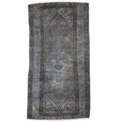 Retro Persian Tabriz Rug Overdyed in Gray with Modern Industrial Style