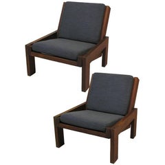 1960s Mid-Century Modern Low Teak Easy Chairs
