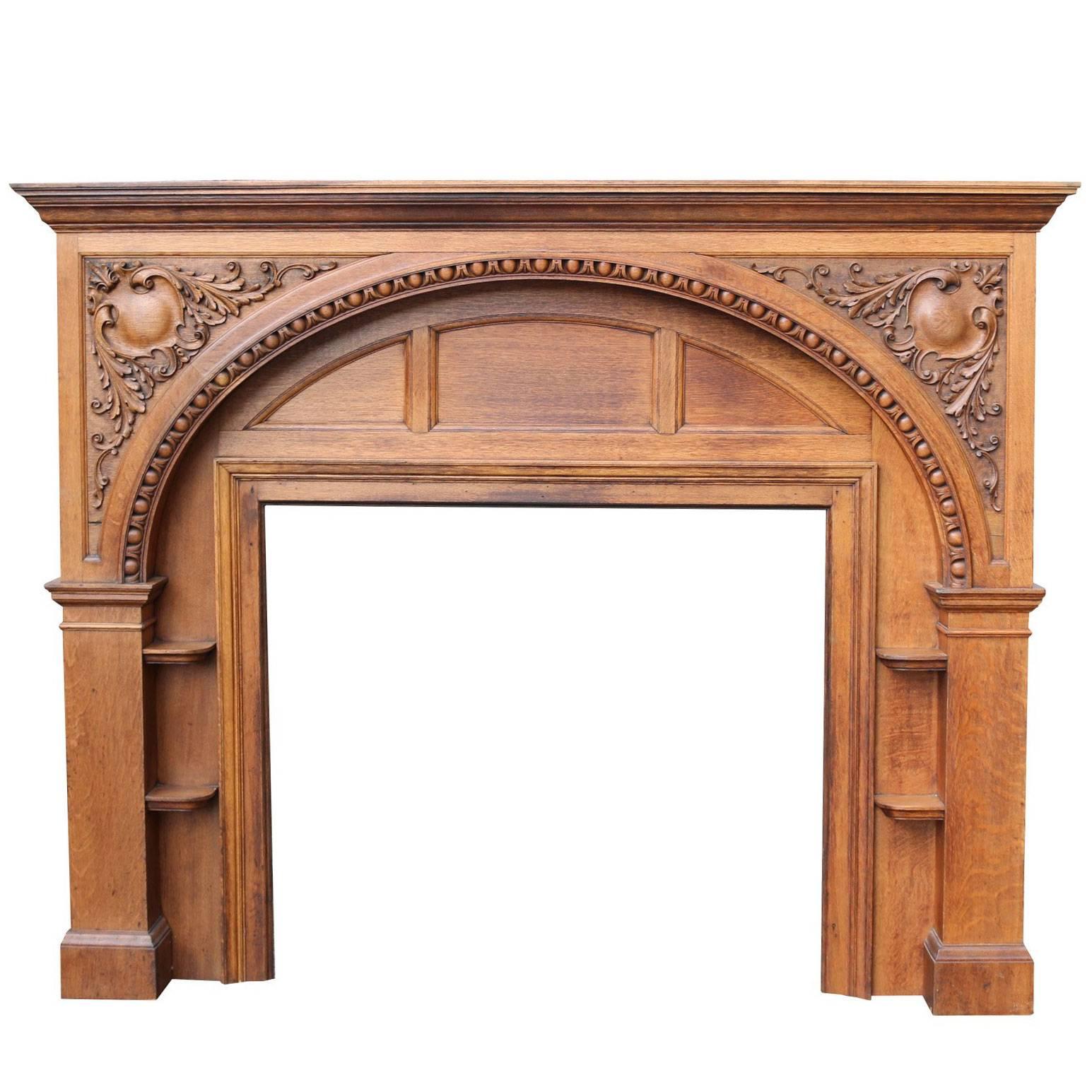 Edwardian Carved Oak Fire Surround, circa 1900
