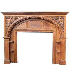 Antique Edwardian Carved Oak Fire Surround, circa 1900