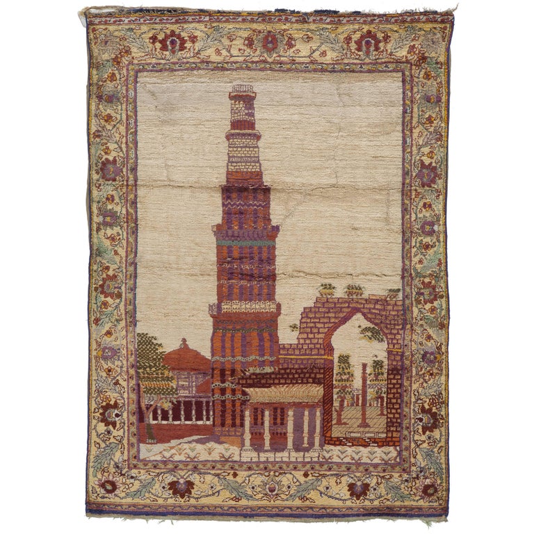 19th Century, Figural Agra Rug For Sale at 1stDibs