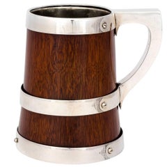 English Oak and Silver Plated Tankard