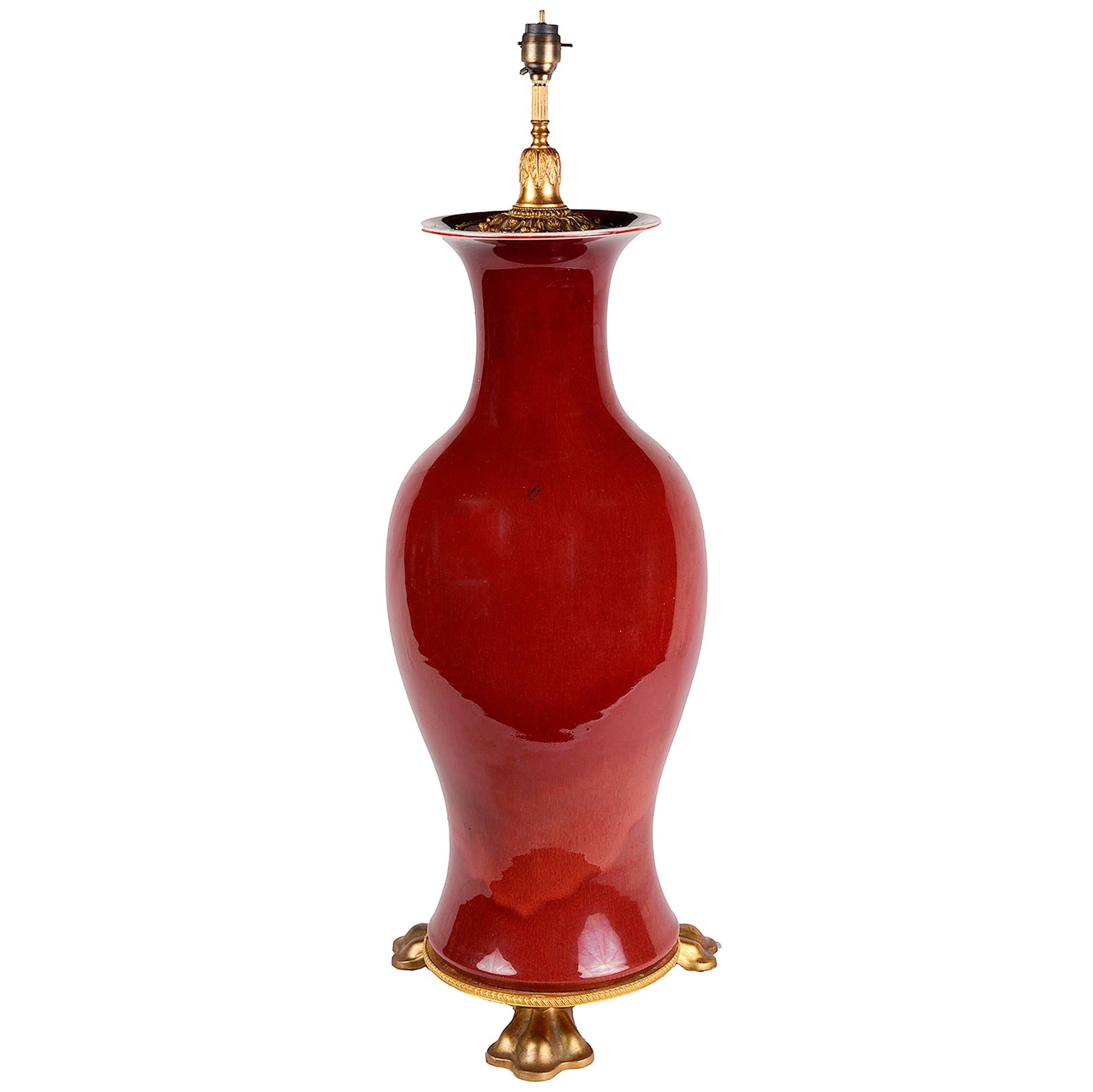 Chinese 19th Century Sang Du Bouf Vase or Lamp For Sale