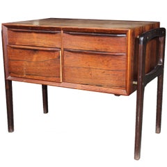 1950s Vintage Scandinavian Rosewood Side Table with Four Drawers