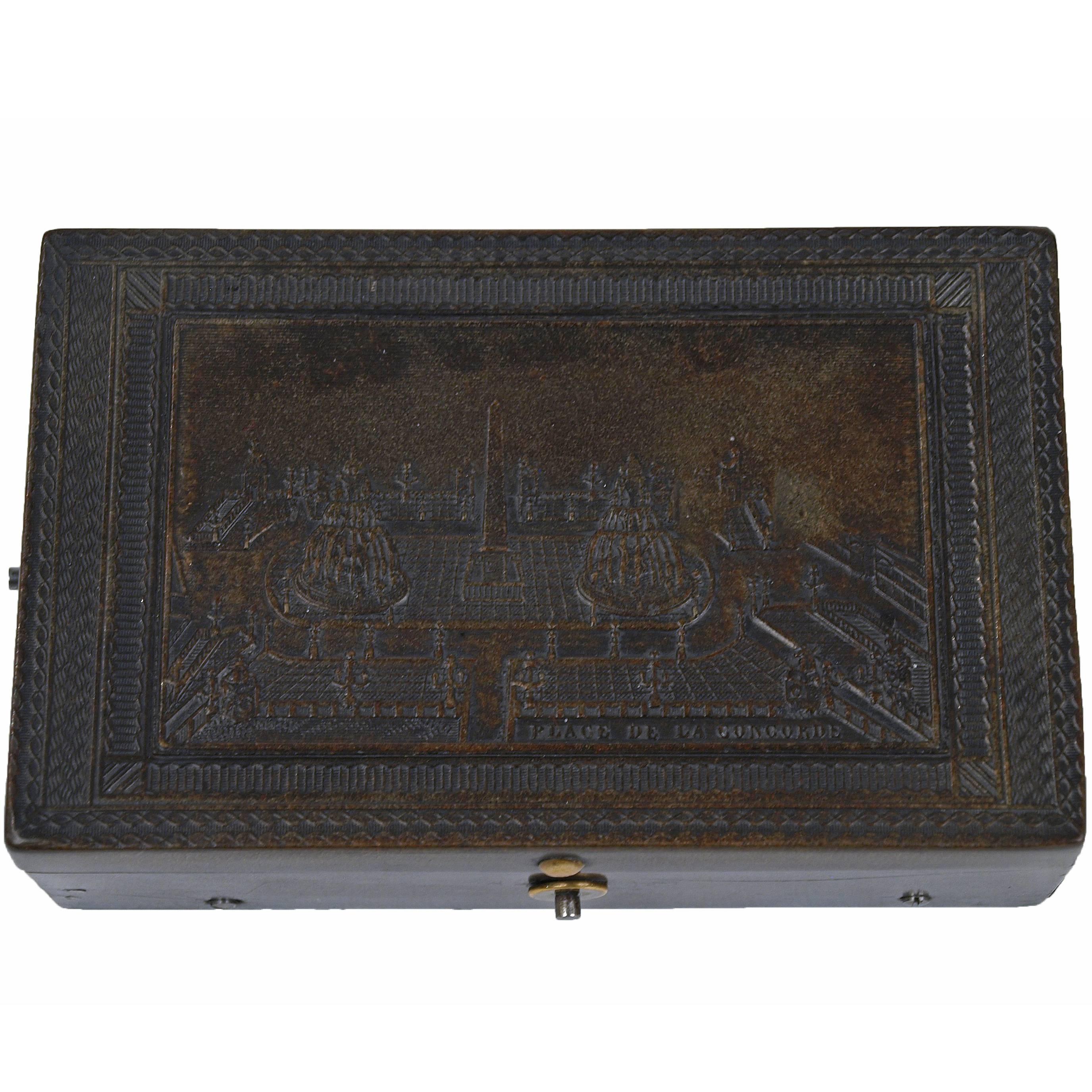 Engraved Tortoiseshell Music Box with French Revolutionary Inscription