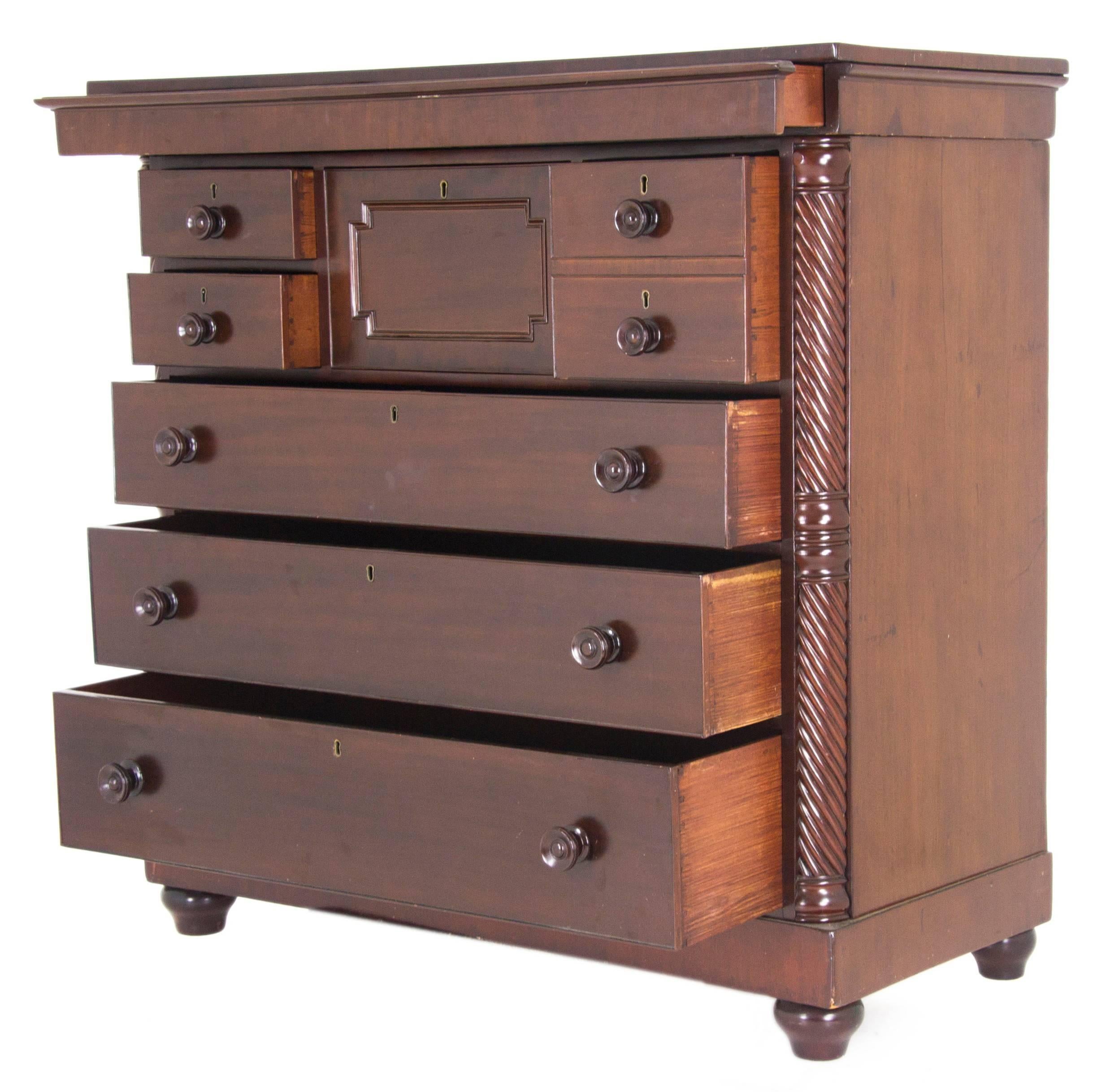 Antique Victorian Walnut Dresser, Chest of Drawers, Scotland 1875, B908