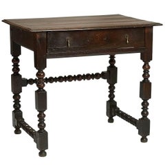 English Oak Table with Turned Legs, 17th Century