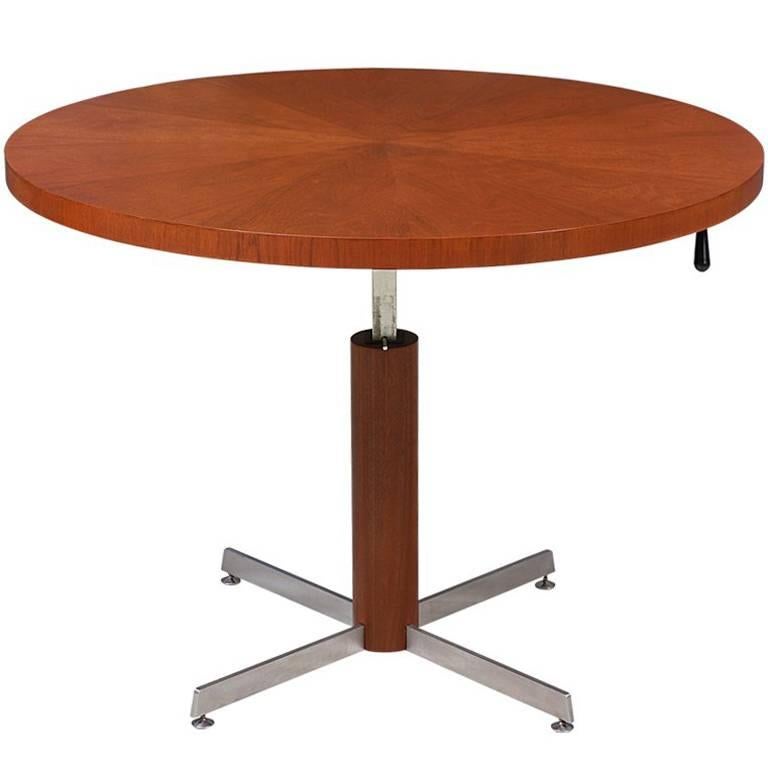 Danish Modern Teak and Steel Height Adjustable Table